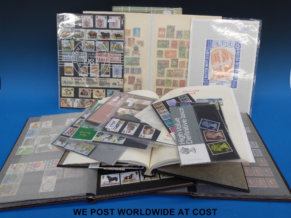 Two stockbooks of mainly mint GB stamps collectors packs 1979-82, two stockbooks of all world stamps