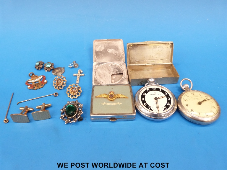 RAF sweetheart compact, pocket watches, jewellery etc.