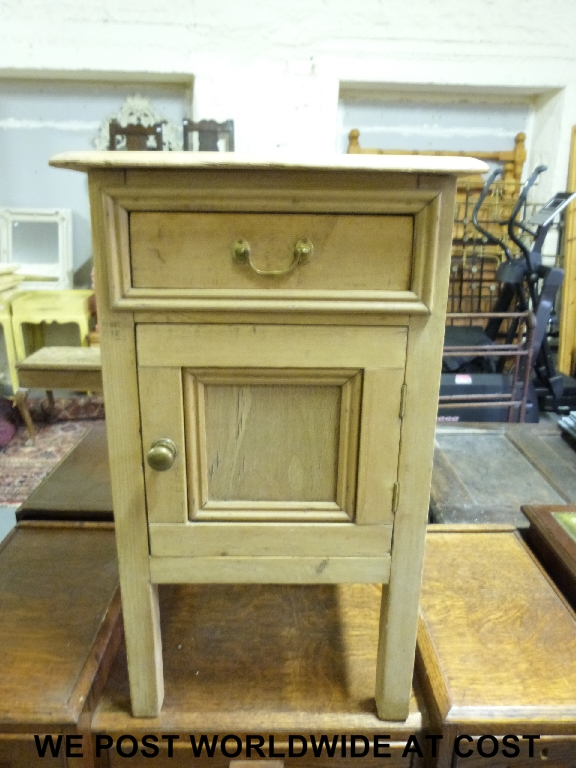 Pine pot cupboard or bedside cabinet, width 45 cm.