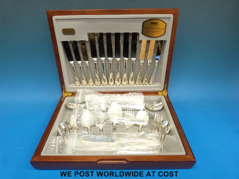 Viners 44 piece English Bead canteen of cutlery together with six matching fish knives and forks.