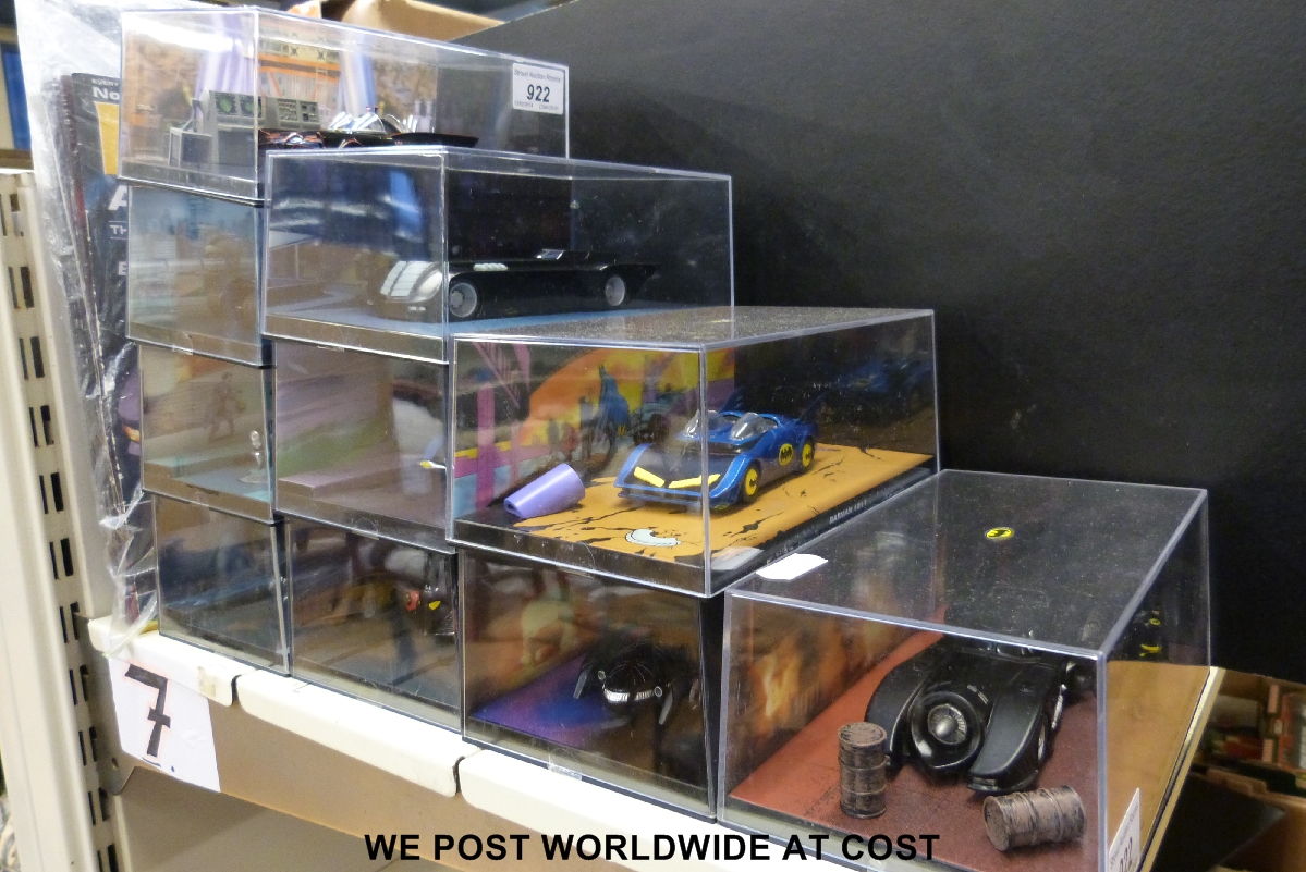 Collection of diecast model Batman cars, all in original boxes with collectors booklets.