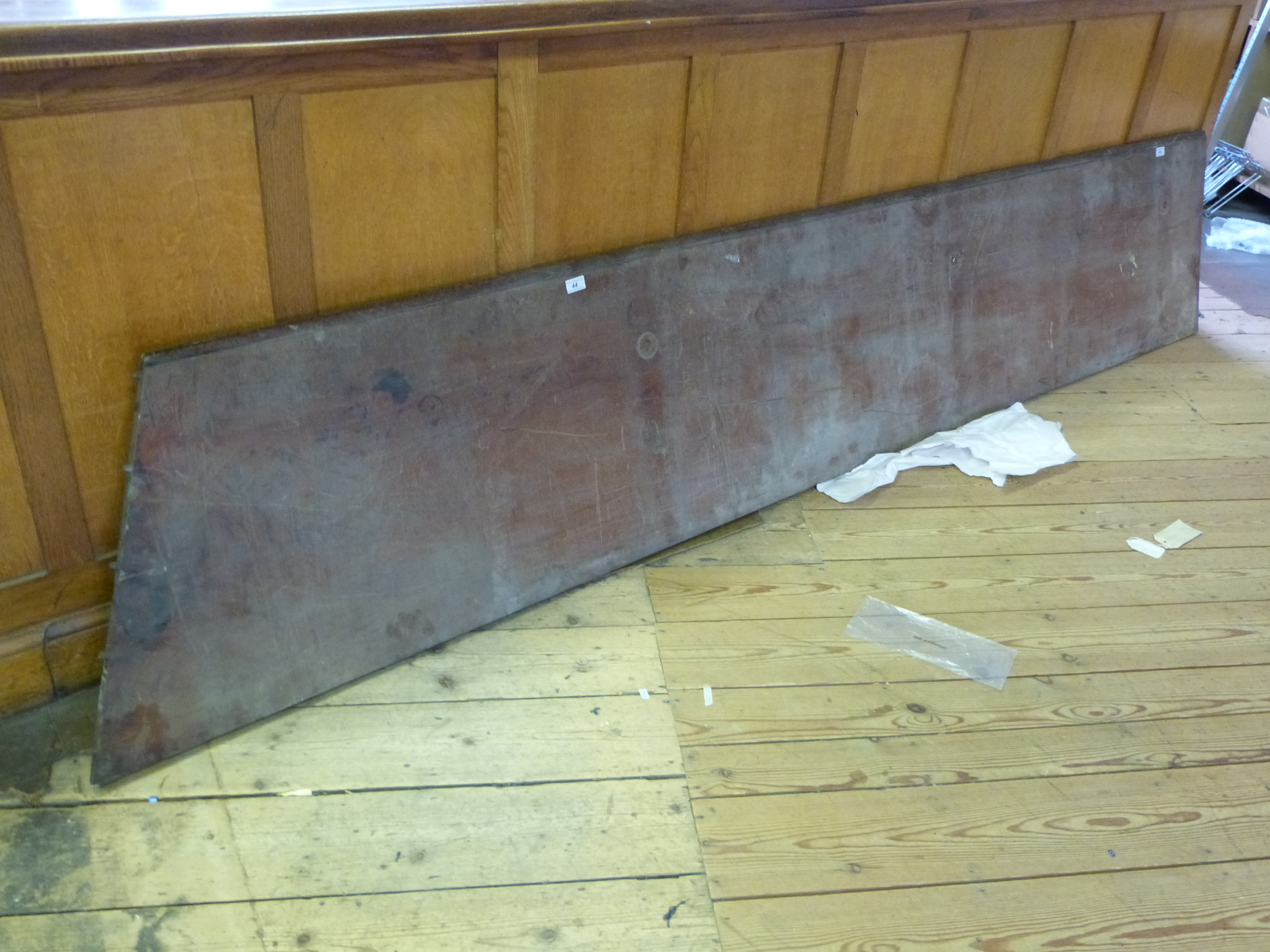 A particularly large mahogany counter or similar top, length approximately 280cm depth 56cm