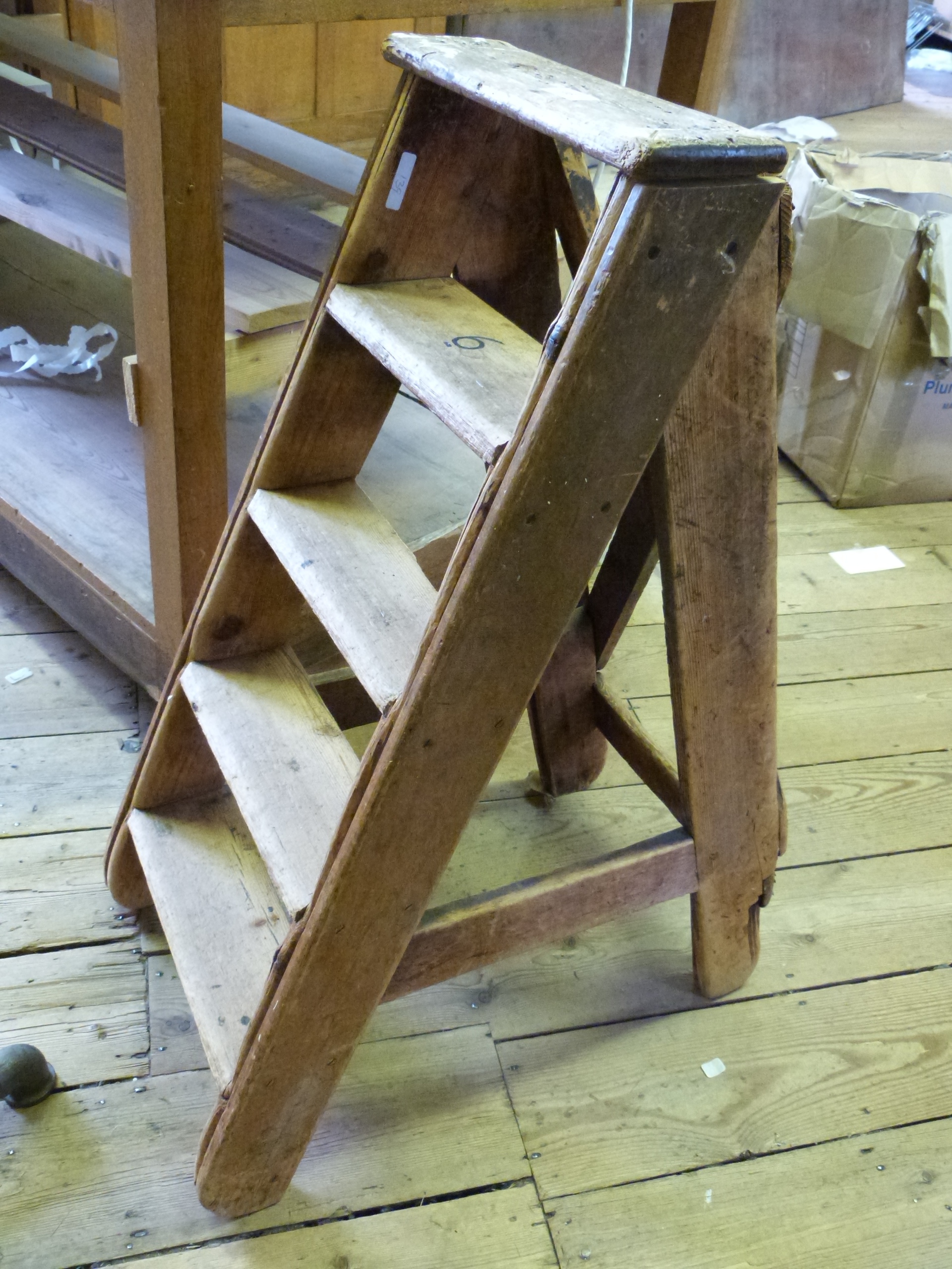 A vintage wooden small set of steps height 90cm