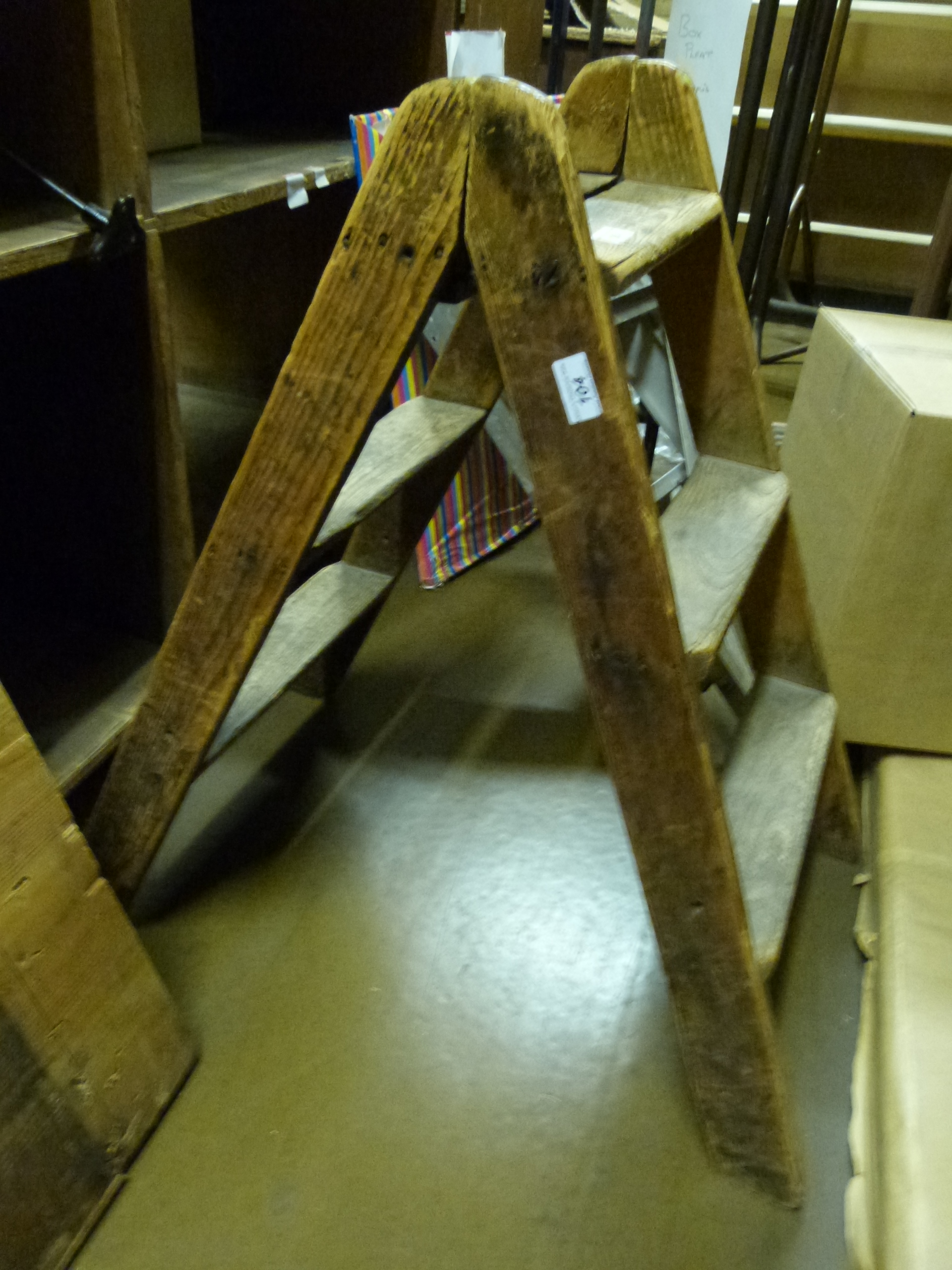 A vintage wooden folding step ladder, height 78cm