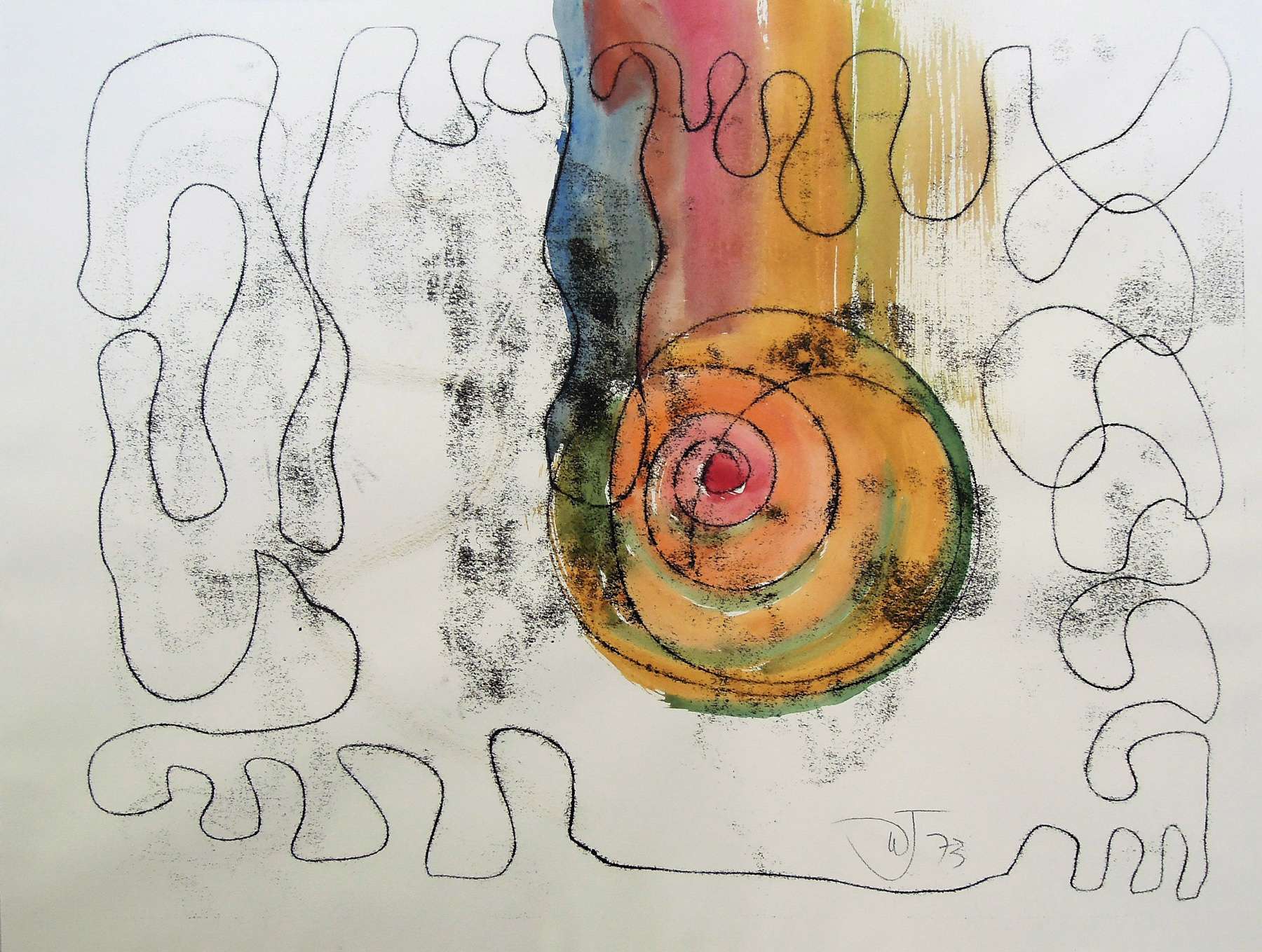 Wopko Jensma Abstract Composition signed with the artist`s initials and dated 73 lithograph and