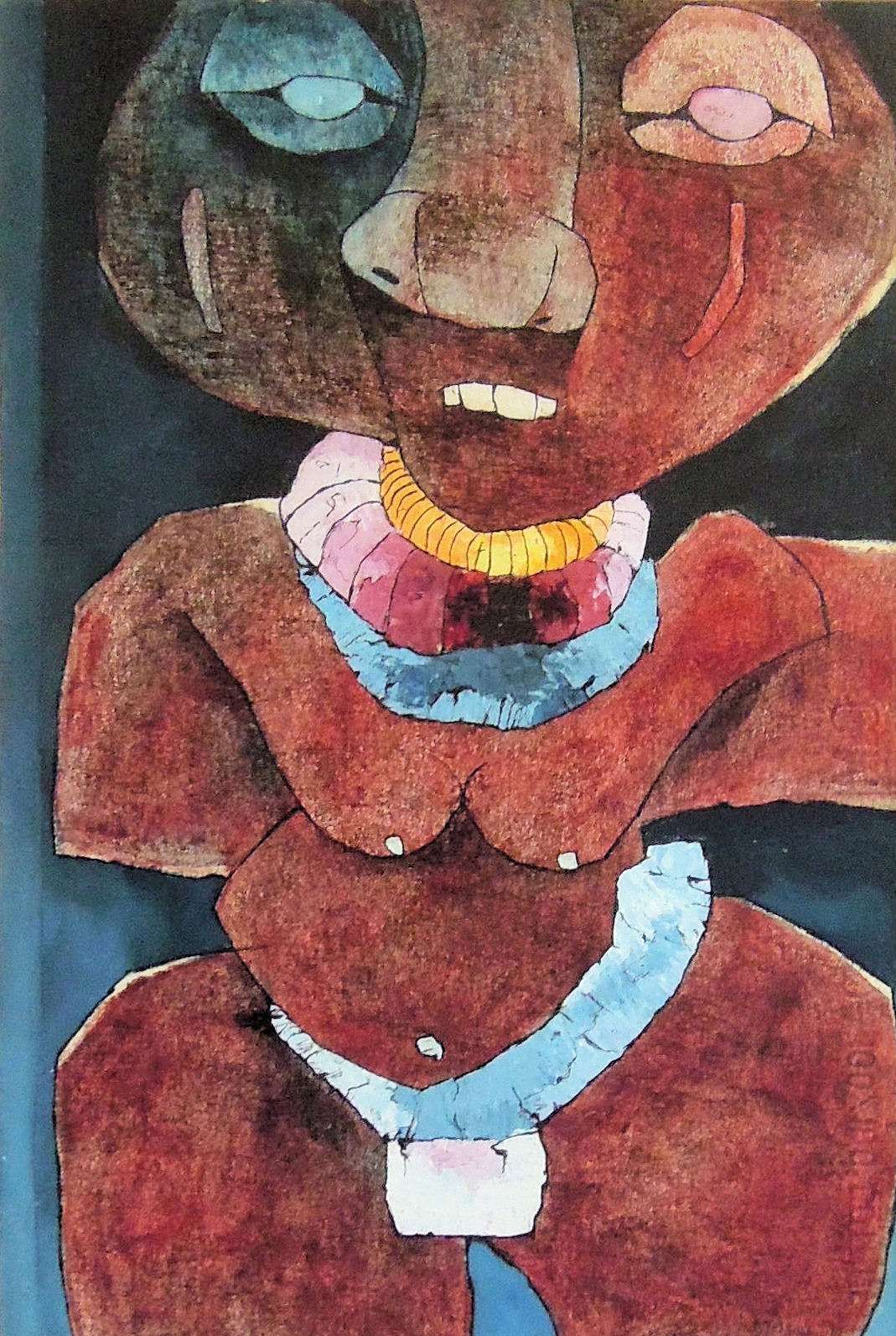 Leonard Tshehla Mohapi Matsoso Female Nude signed mixed media on paper 51,5 by 33,5cm excluding