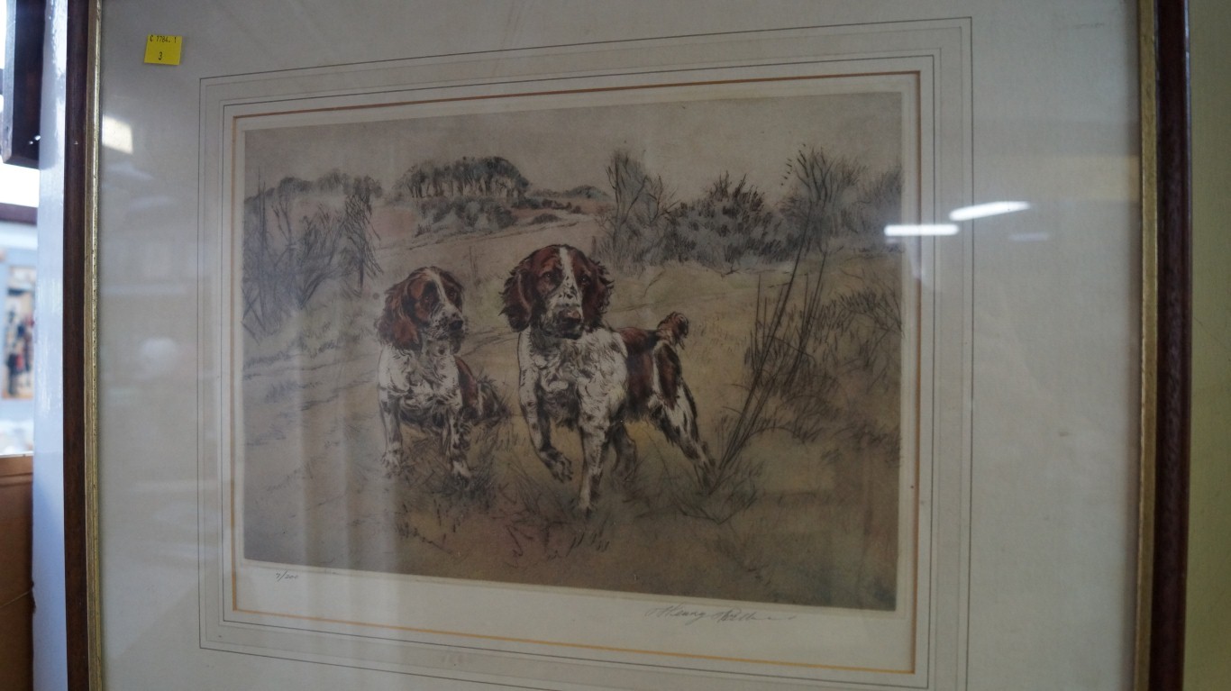 Henry Wilkinson, gun dogs, signed and numbered 7/200, colour print, pl.25 x 35.5cm.