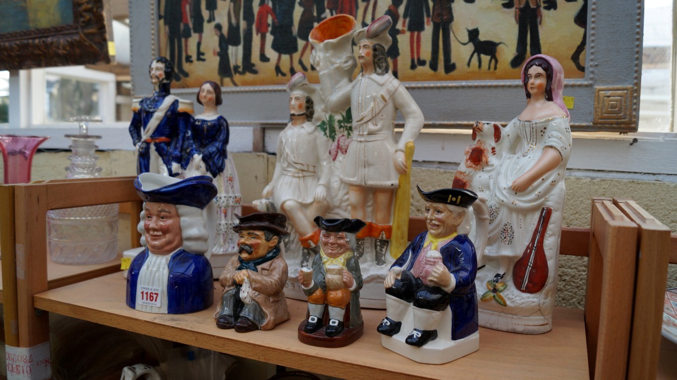 A small quantity of Victorian Staffordshire flatback pottery figures and later Toby jugs.