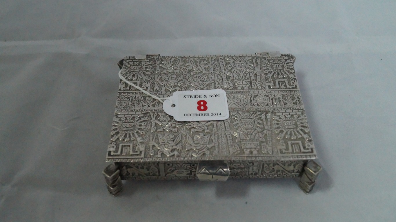 A Mexican white metal rectangular cigare