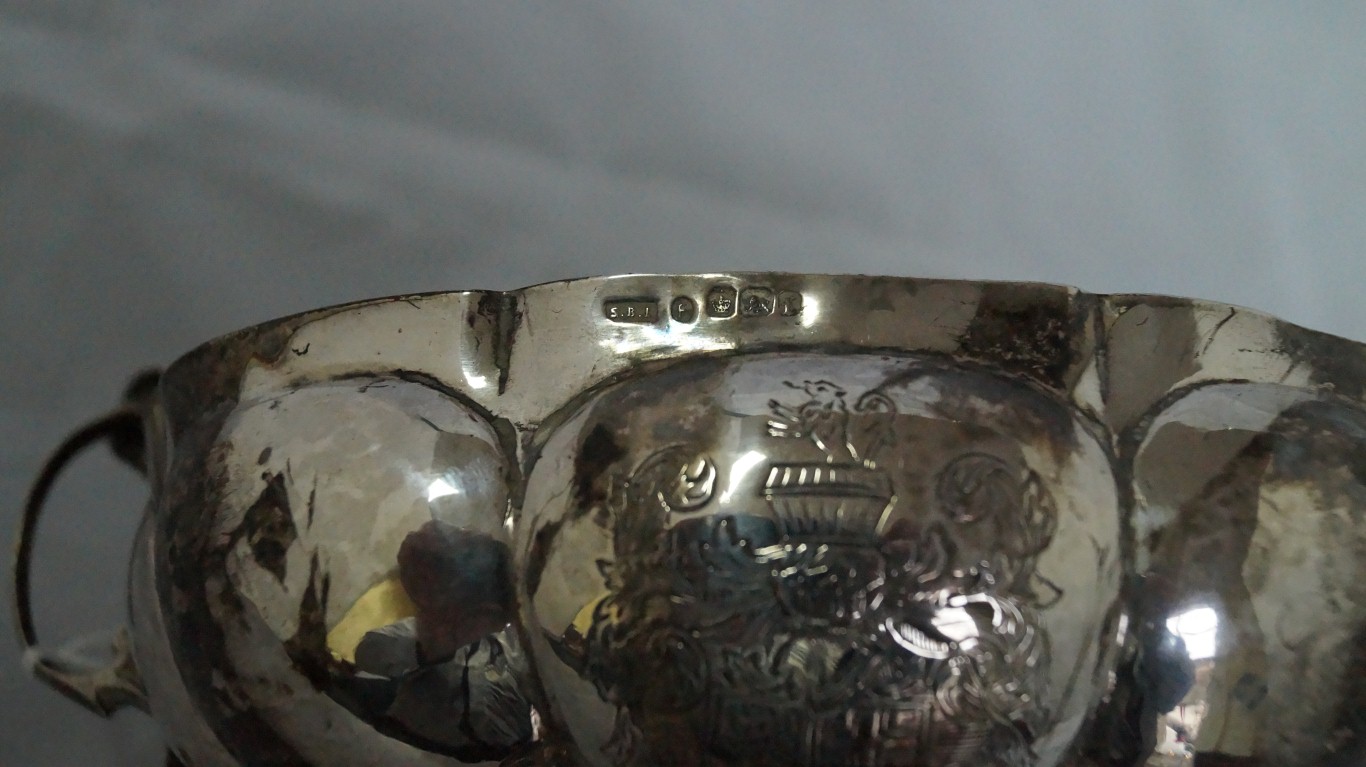 A Dutch silver oval footed two handled b - Image 4 of 4