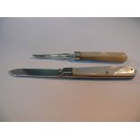 A mother of pearl and silver penknife, b