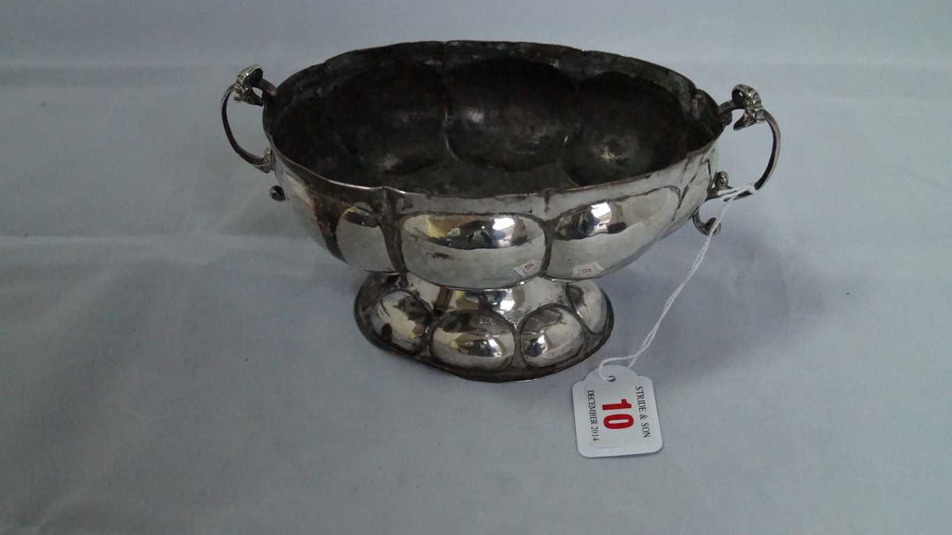 A Dutch silver oval footed two handled b