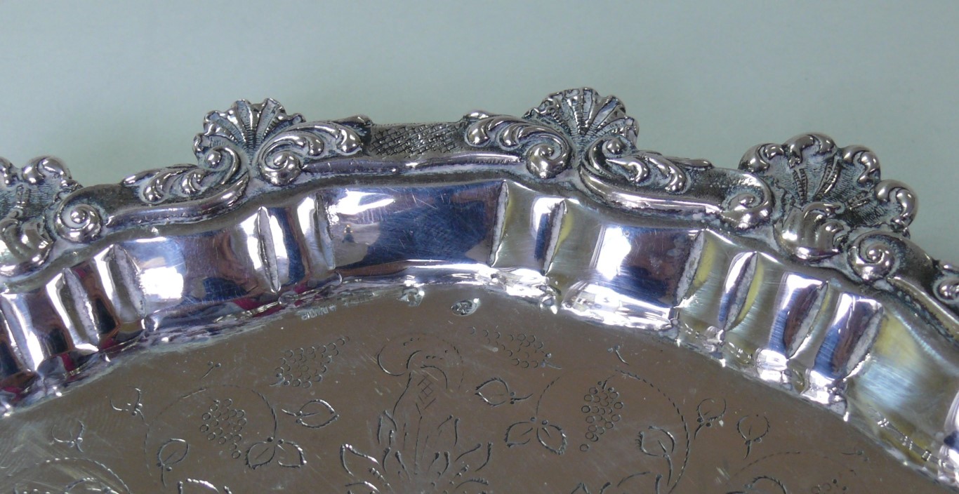 A Spanish white metal card tray or salve - Image 3 of 3