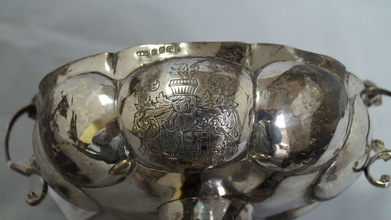 A Dutch silver oval footed two handled b - Image 3 of 4