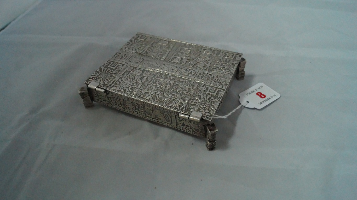 A Mexican white metal rectangular cigare - Image 4 of 5