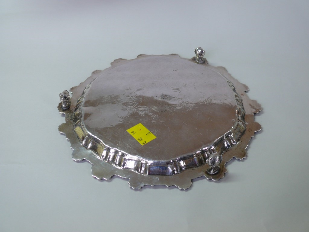 A Spanish white metal card tray or salve - Image 2 of 3