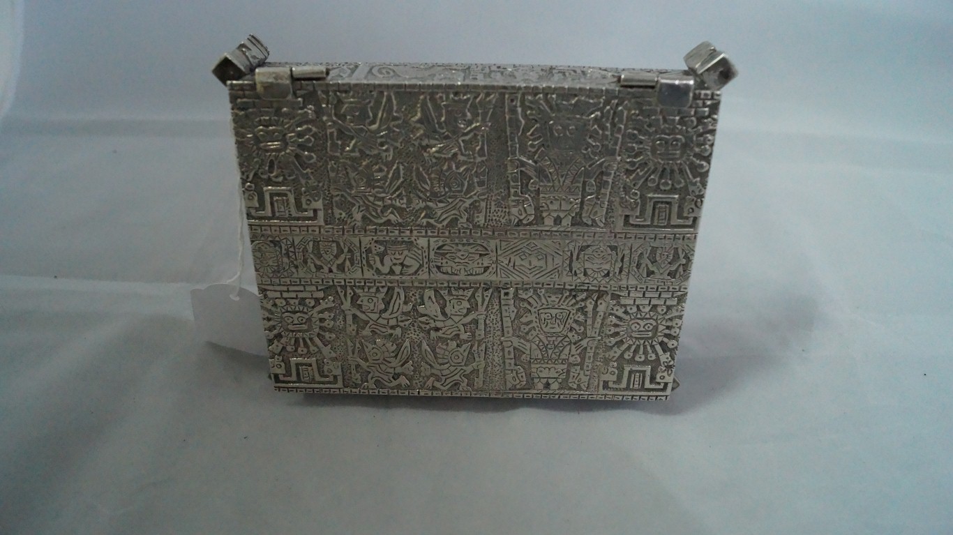 A Mexican white metal rectangular cigare - Image 3 of 5