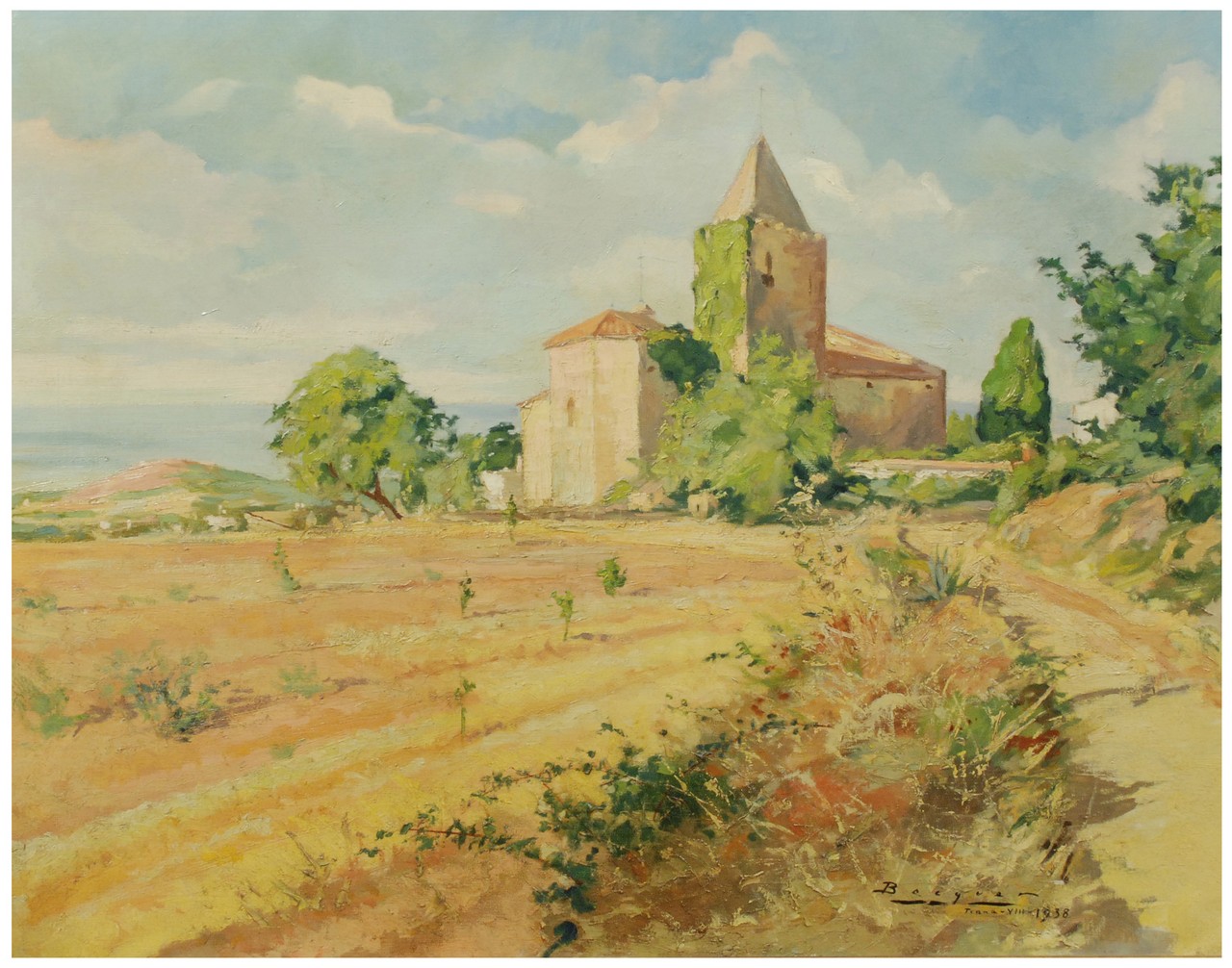 CARLOS BECQUER (1889-1968) óleo sobre lienzo. Med.: 70 x 93 cm. ""Tiana"" Precio salida 400 Euros