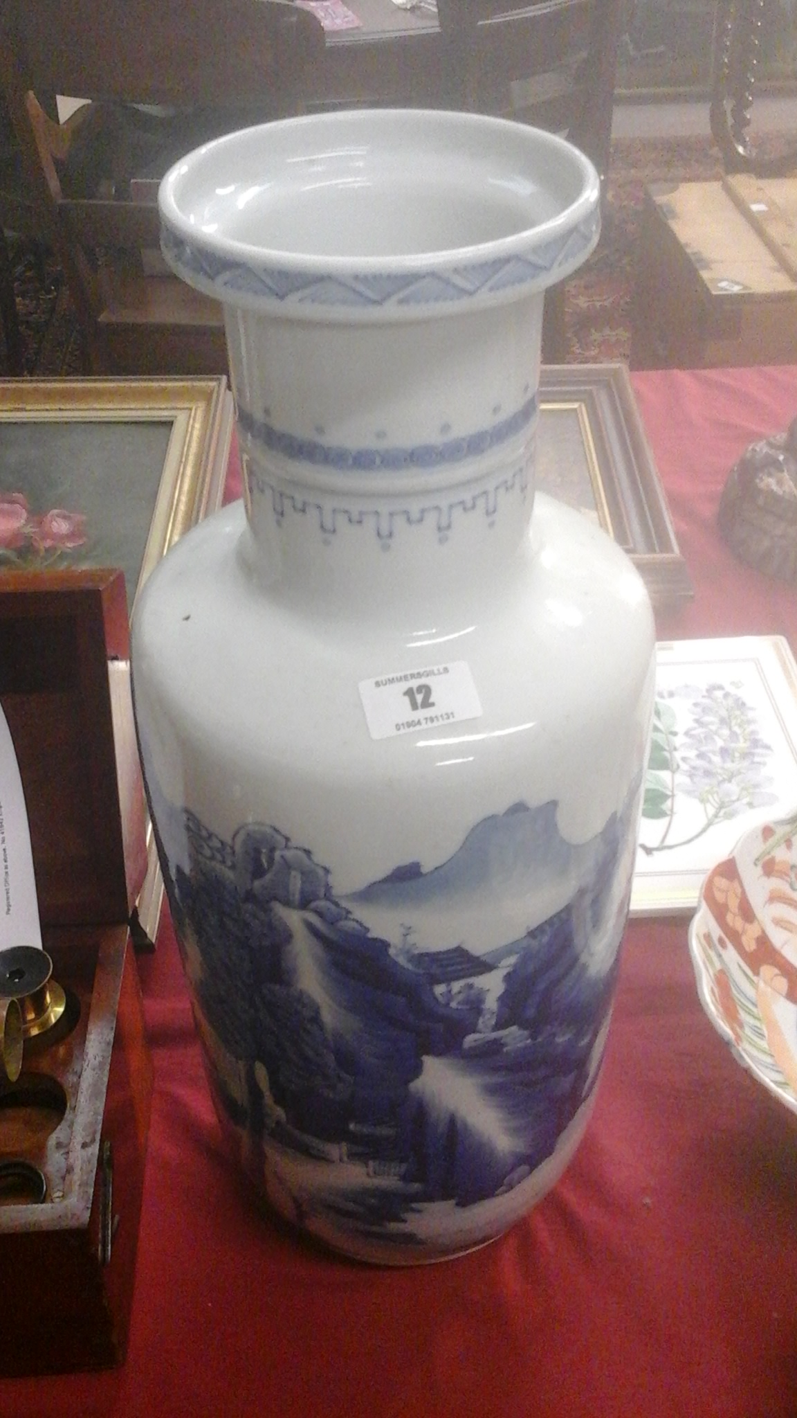 Blue and White 18" vase