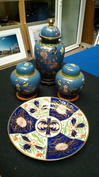 3  Cloisonné Items and Plate