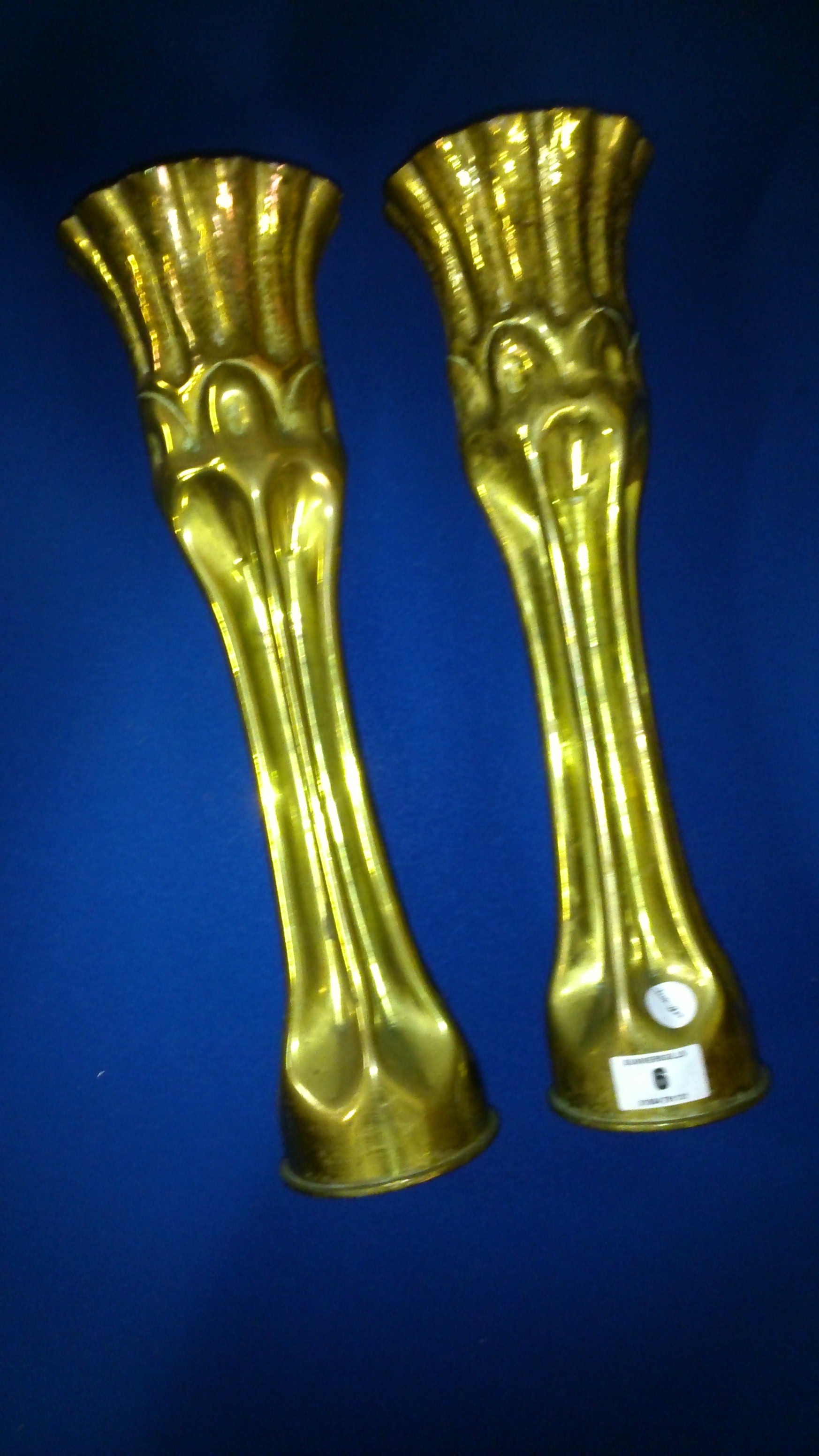 Pair Trench Art Vases 15"