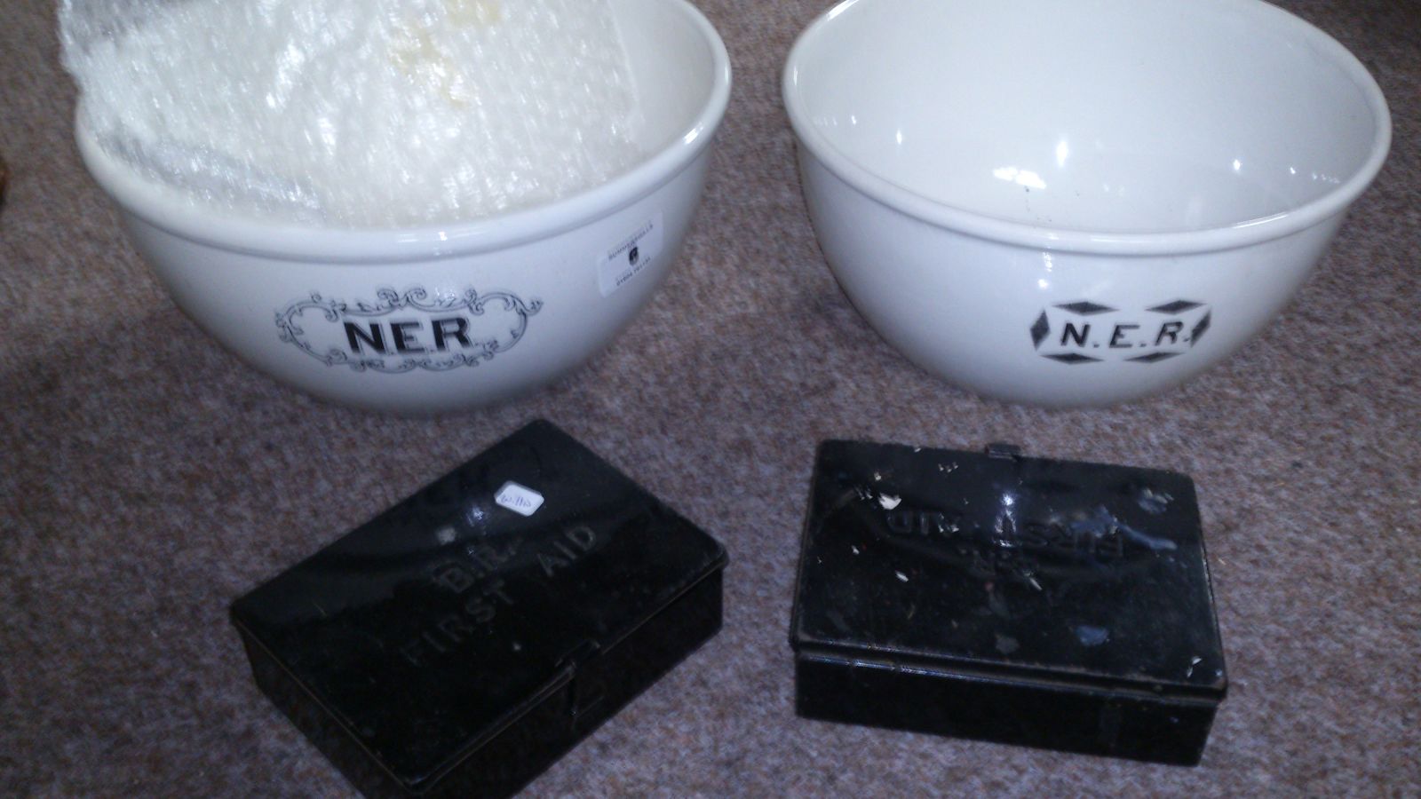 2 x NER bowl and 2 BR first aid boxes