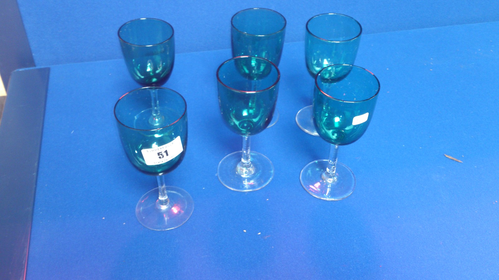 6 green sherry glasses
