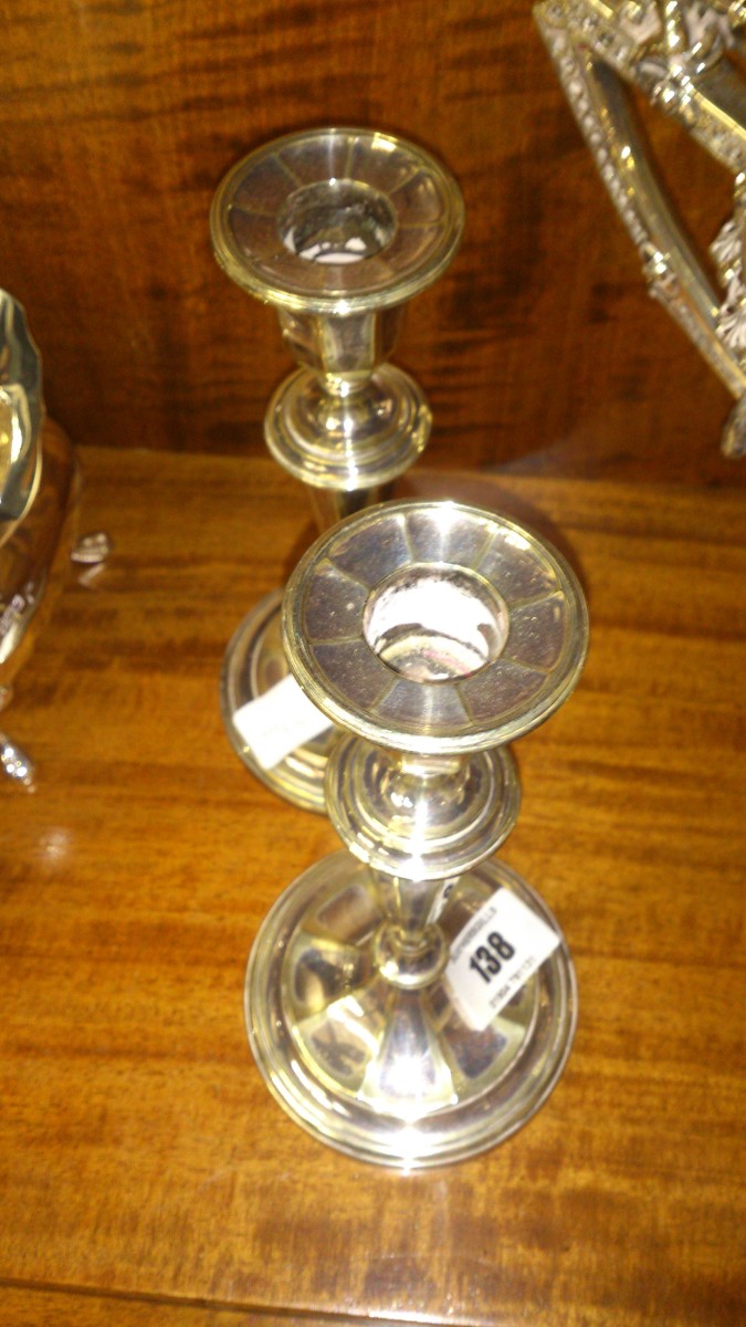 pair of plated candlesticks