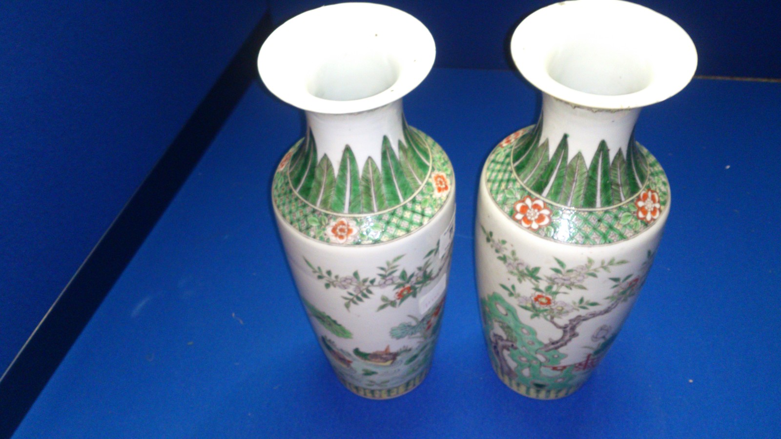 pair of Oriental vases (1 chipped)