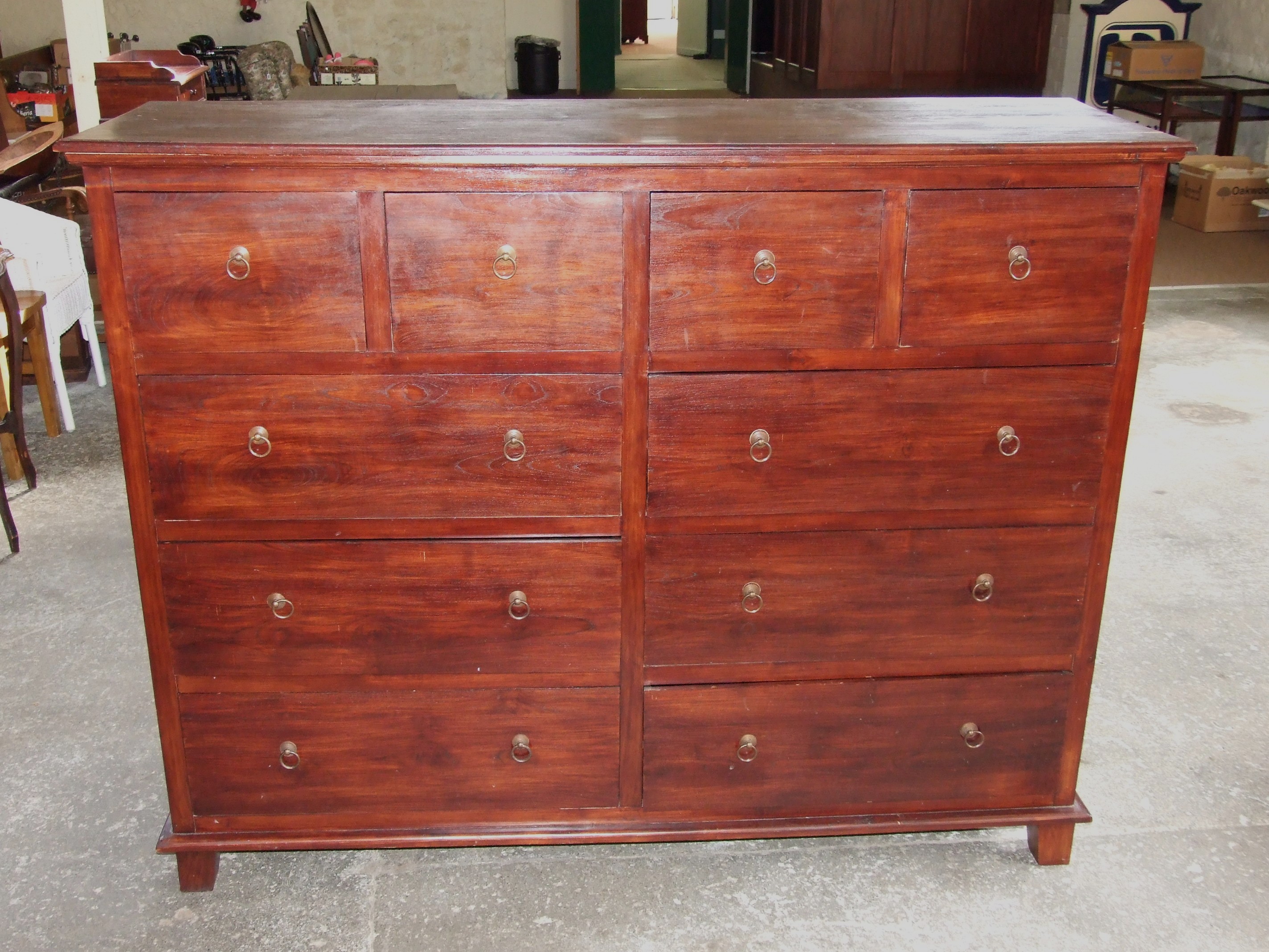 Oriental Gents 10 Drawer Mahogany Chest.