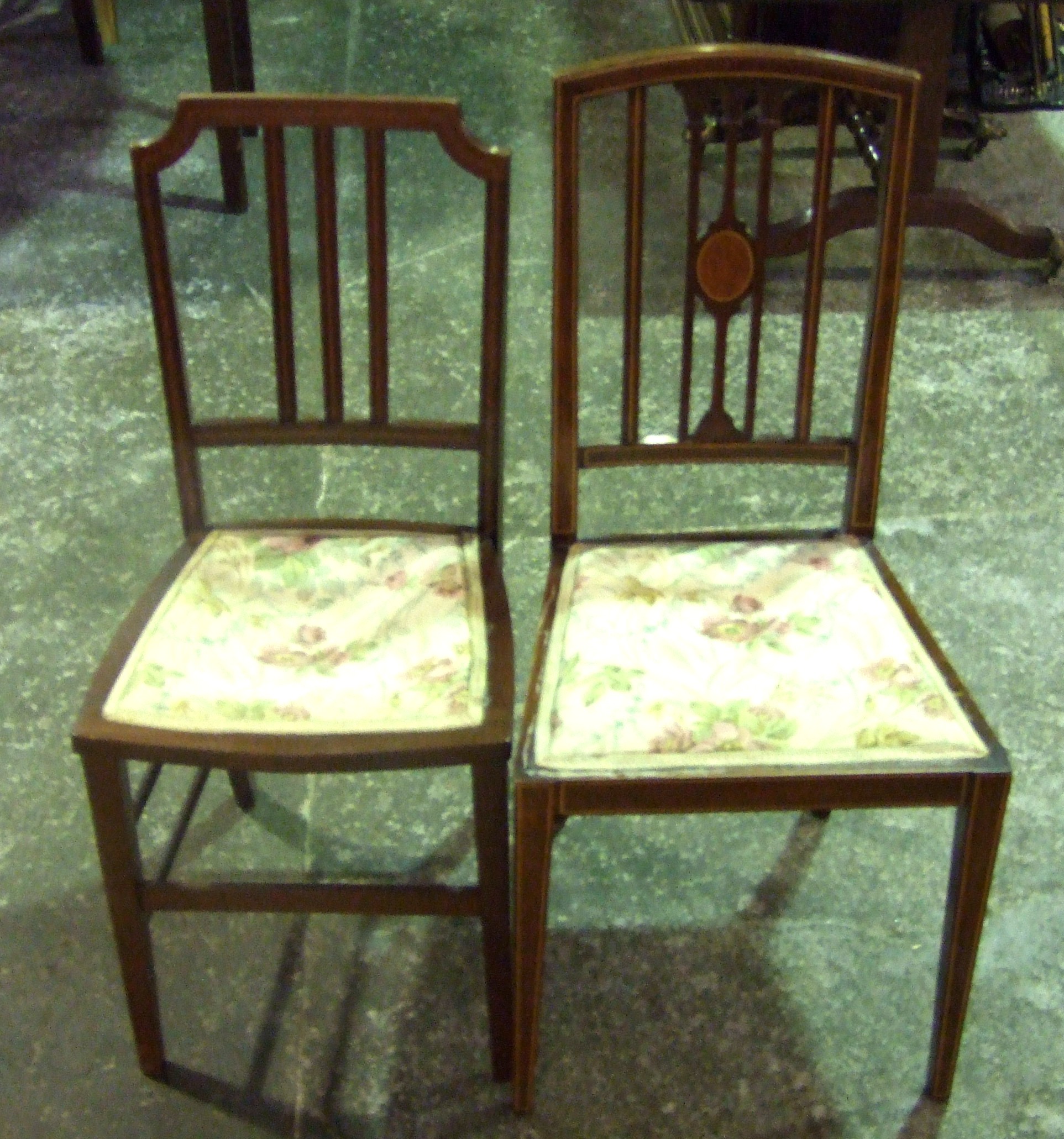 2 Inlaid Mahogany Bedroom Chairs