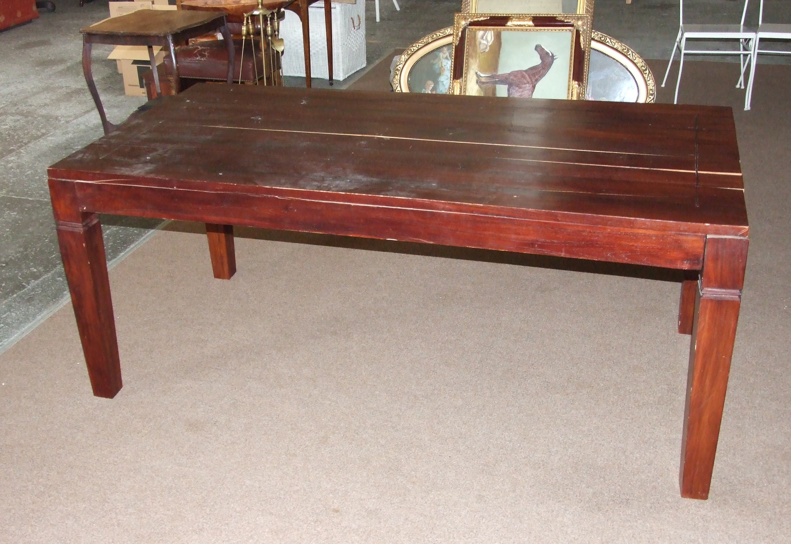 Mahogany Stained Oblong Table (71” x 35”).