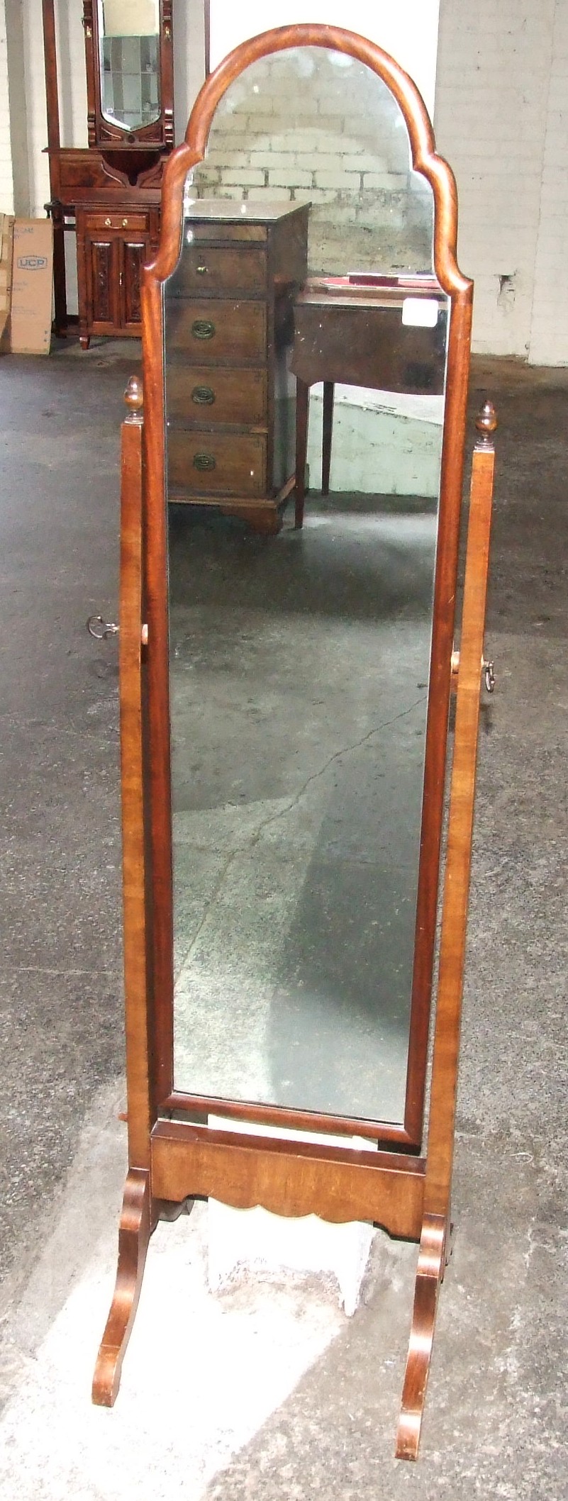 Mahogany Framed Cheval Mirror