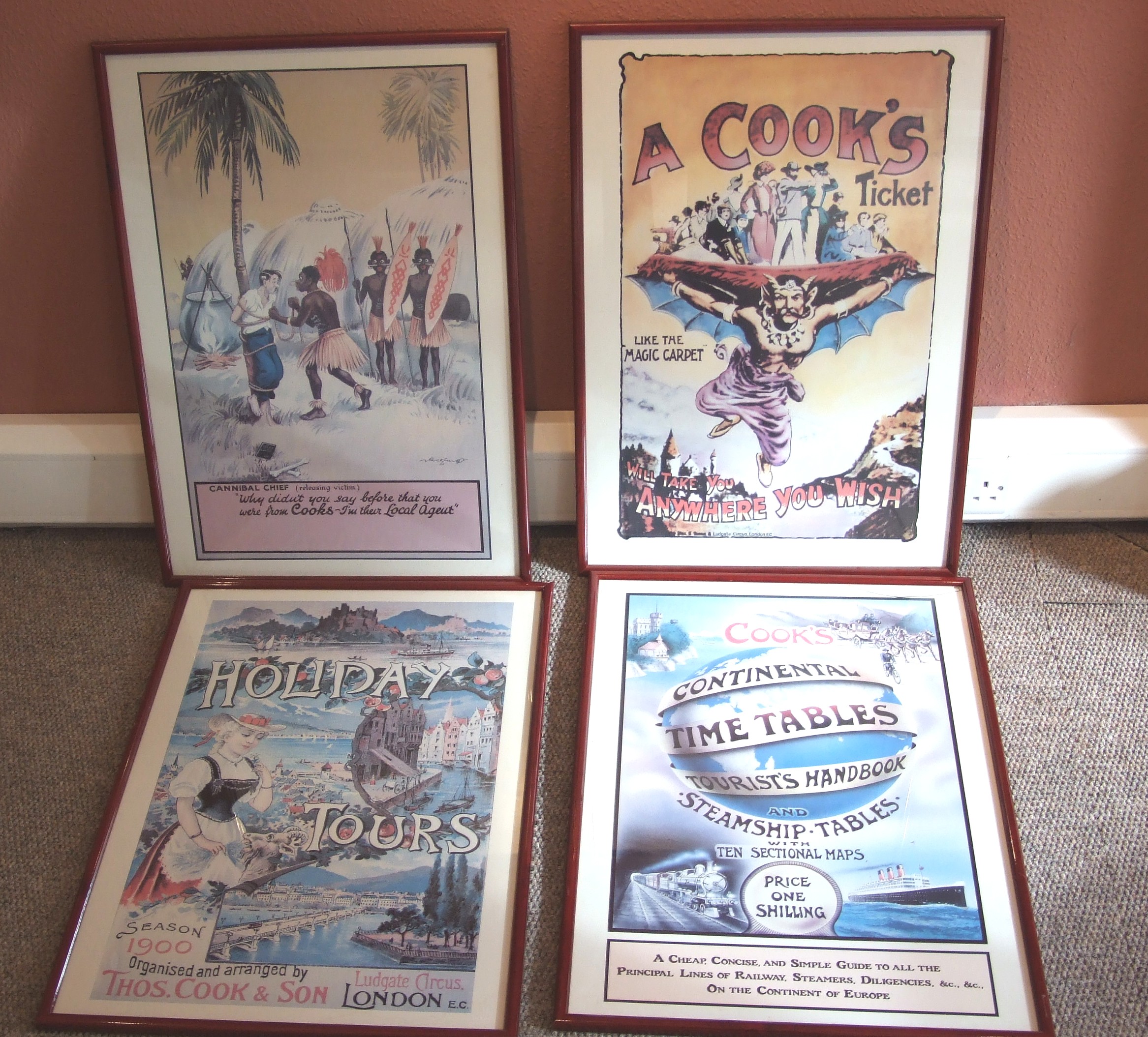 4 Framed Thomas Cook Travel Posters