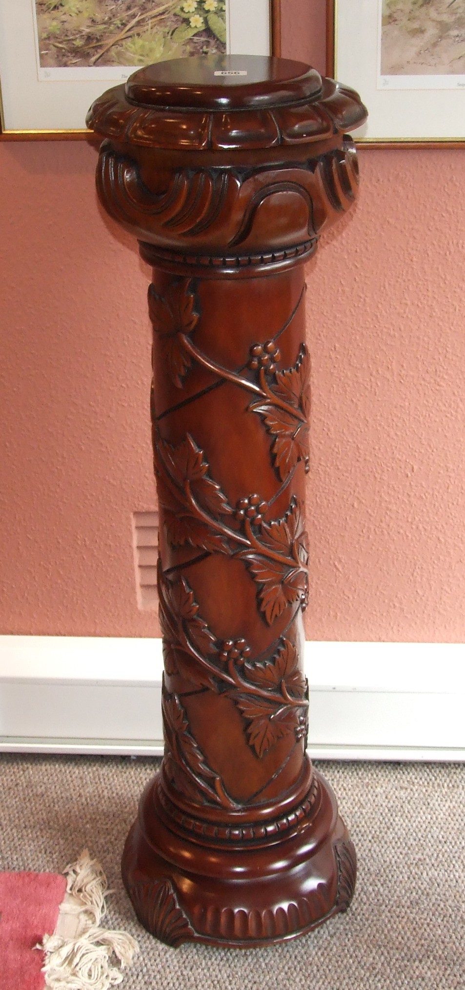 Reproduction Carved Mahogany Torchere