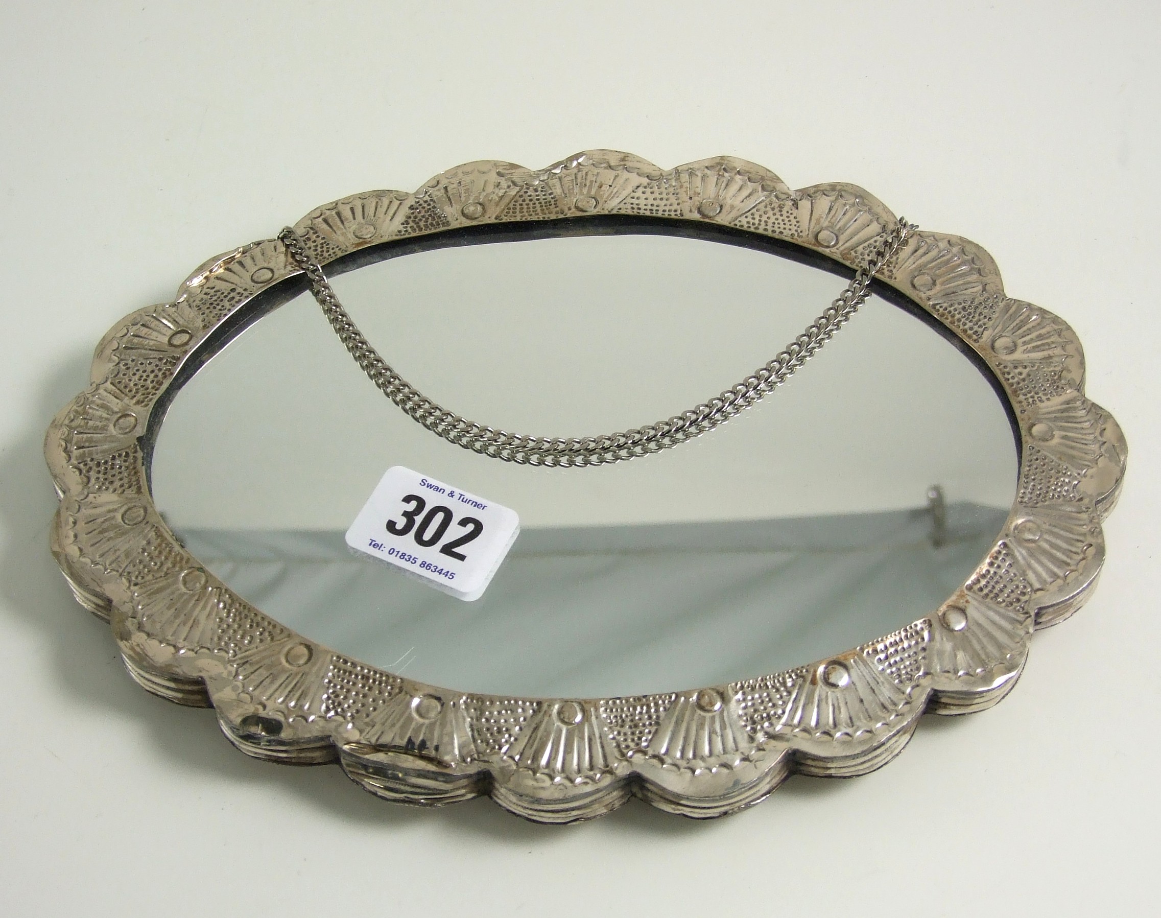 Indian Silver Oval Wall Mirror