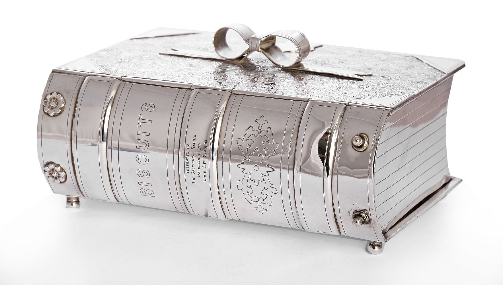 A late Victorian silver-plated novelty biscuit box, by Deykin & Sons, Birmingham, modelled as a