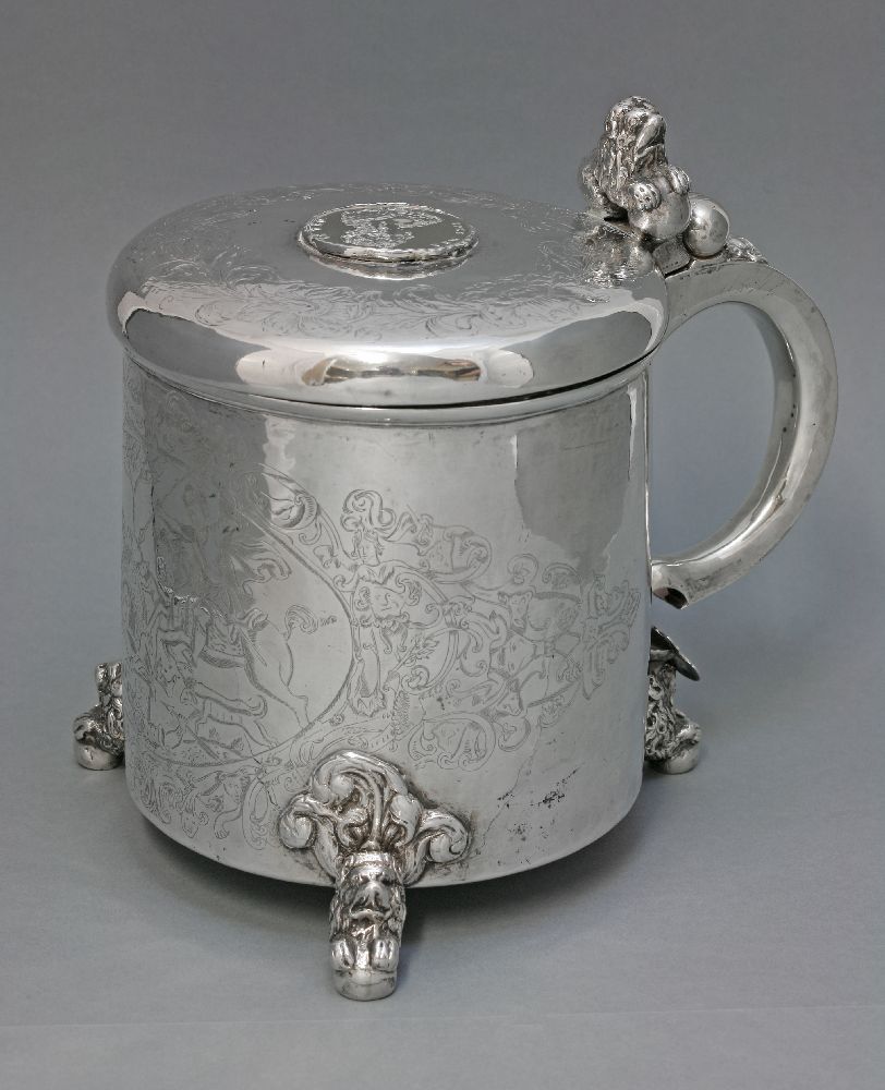 A Norwegian silver peg tankard,by Berendt Johansen Platt, Christiania between 1656 and 1671,of