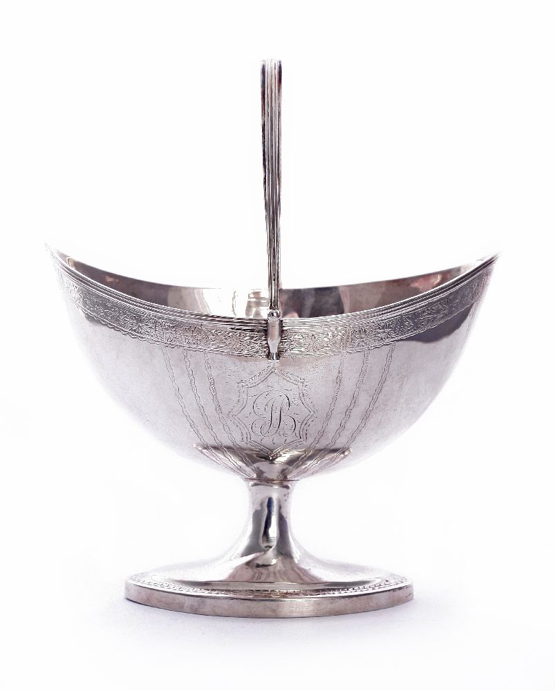 A George III Scottish silver swing-handled sugar basket,possibly by Robert Clark, Edinburgh 1792,of