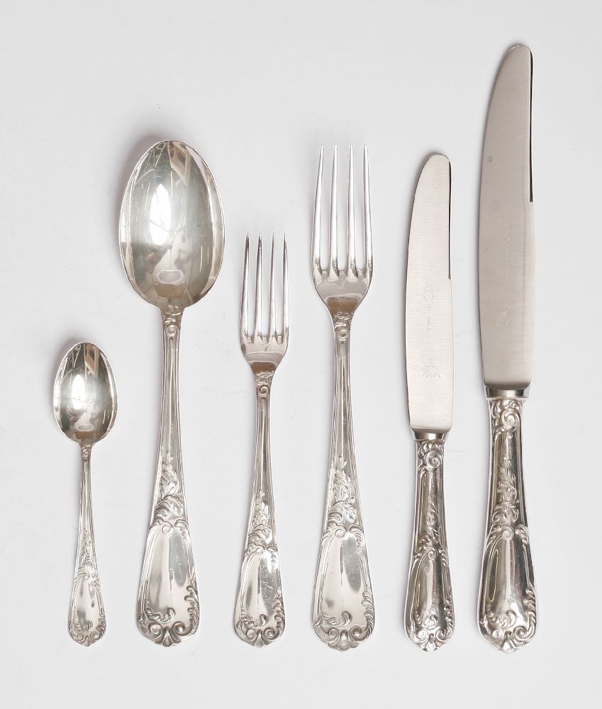 A modern Italian metalwares flatware service, by E Stancampiano, 800 standard,comprising:12 table