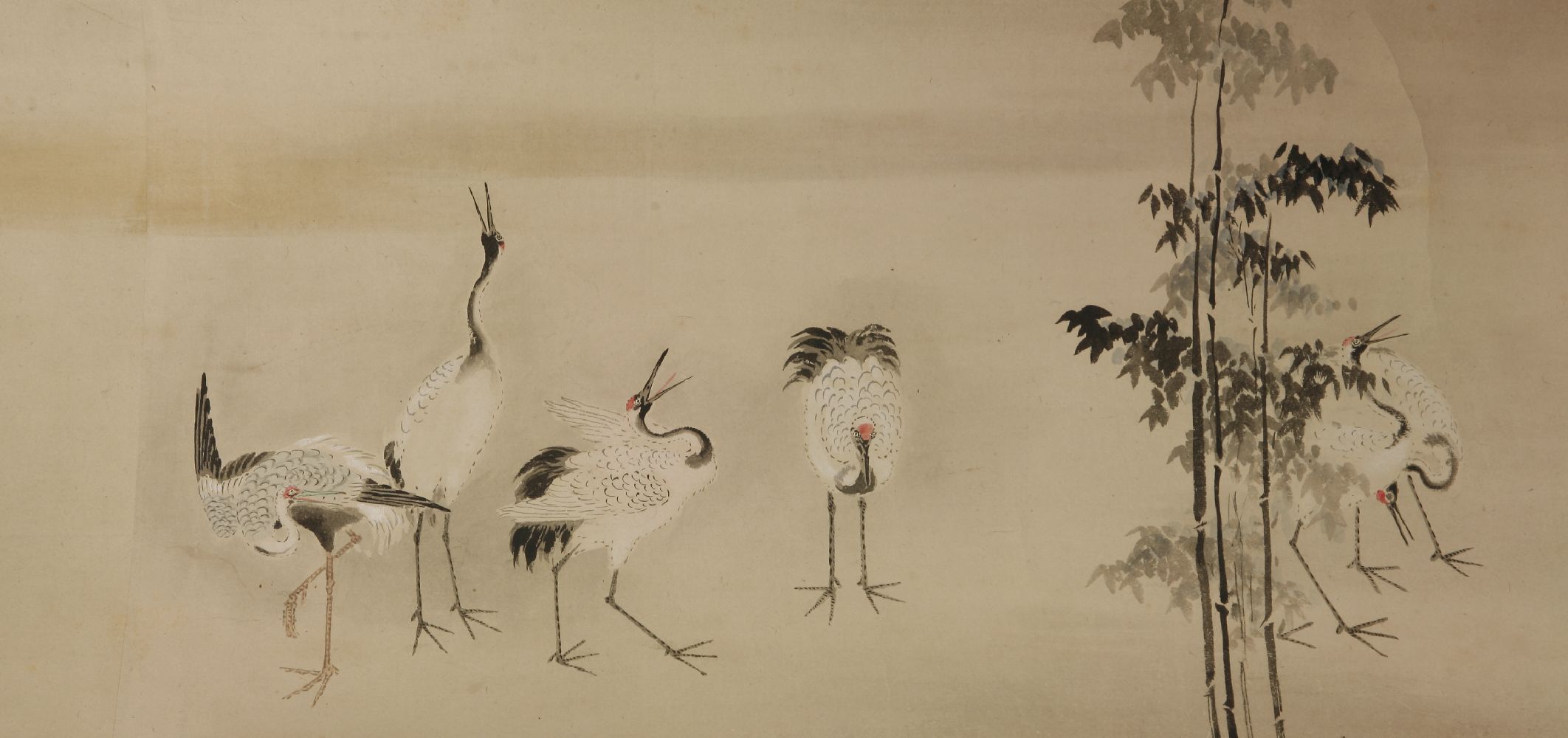 A long Hand Scroll on paper,  late 19th century, painted in black, red and white, with touches of