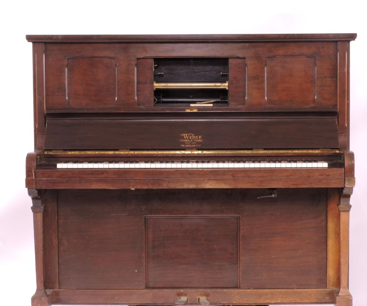 A Weber `pianola` piano, `Duo-Art` by the Aeolian Co Ltd, serial number 81479, dated 1927, 157cm