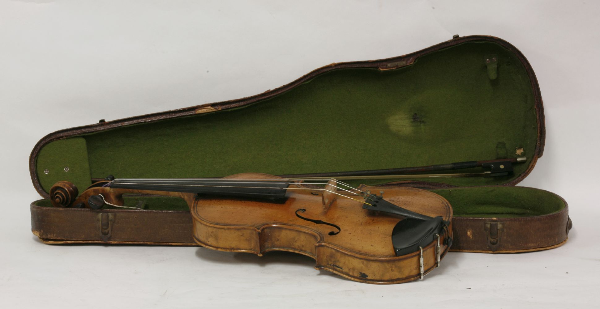A Giovan Paulo Maggini cased violin, with burr bird`s eye maple back, and bow
