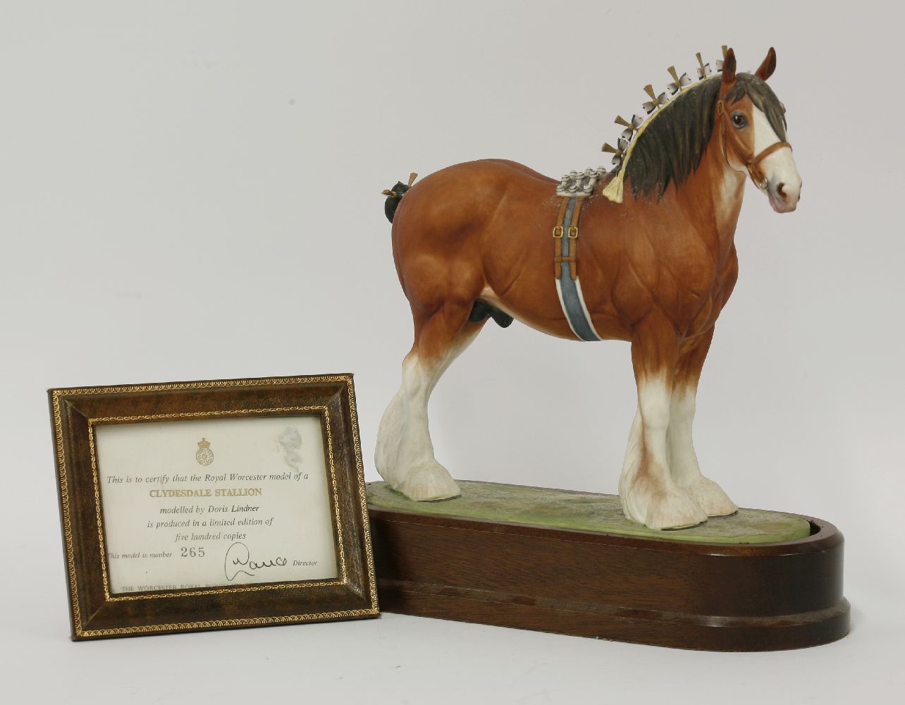 A Royal Worcester Clydesdale stallion, modelled by Doris Lindner, limited edition 265/500, with cert