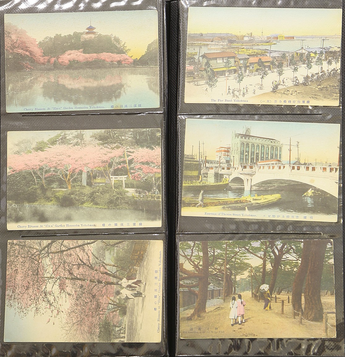 Postcards.
c.1928, 192, mostly Japanese, some hand coloured, unused condition, modern album

Label