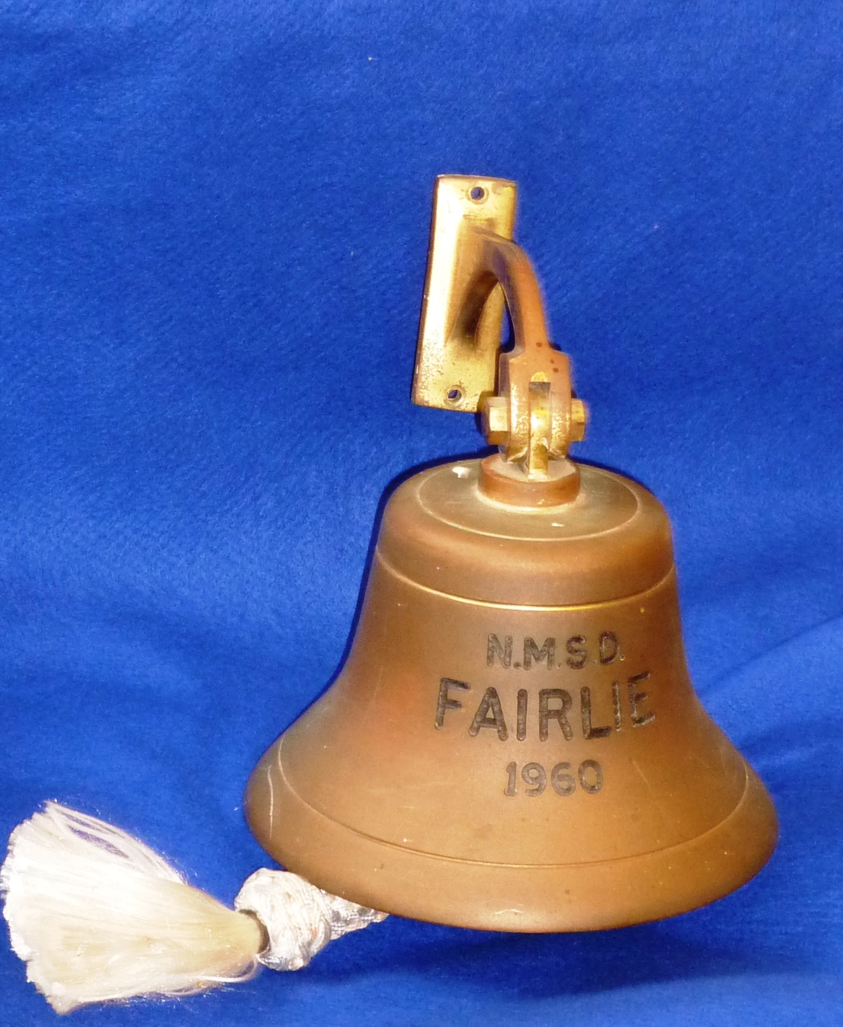 A mid 20th Century bronze Royal Navy Ships bell, `N.M.S.D. (Nato mooring support depot) FAIRLIE