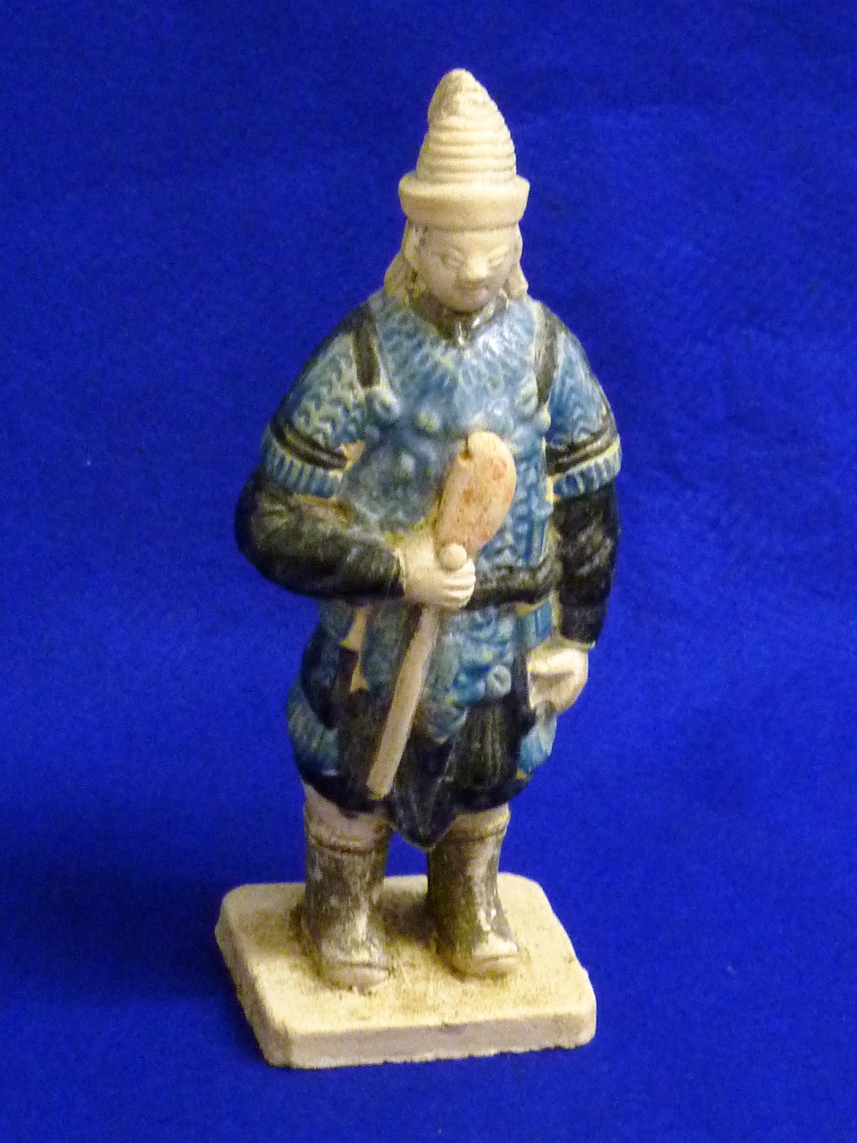 Ming Dynasty (1368-1644) a Chinese pottery Warrior Soldier in mountain pattern armour with a Manchu