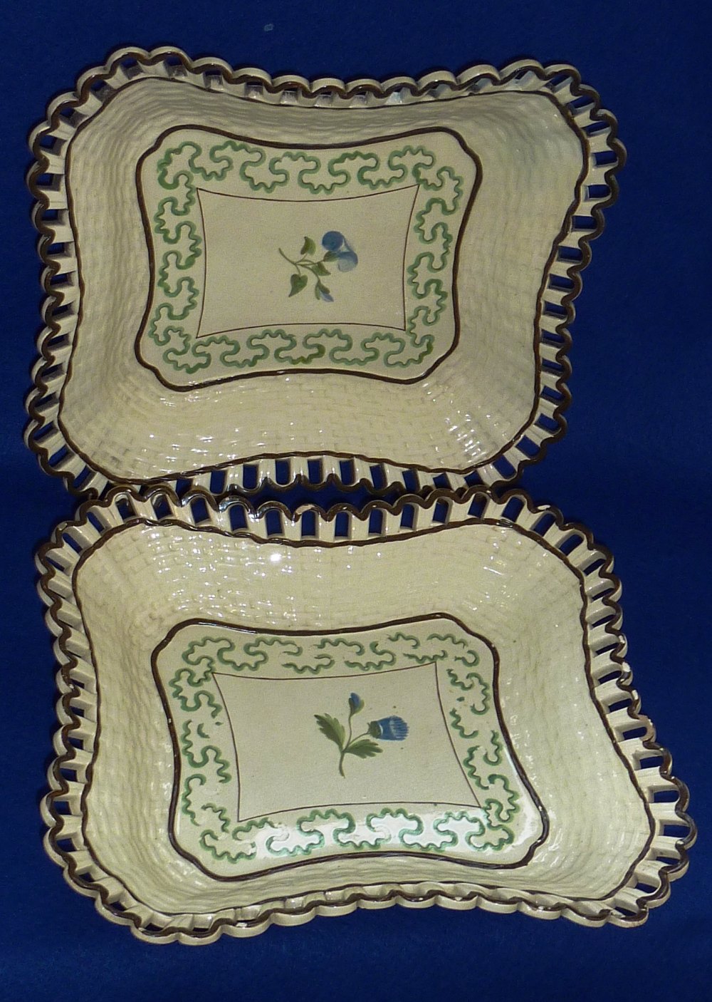 A pair of late 18th/early 19th Century Neale and Bailey pottery Dishes, the reticulated borders