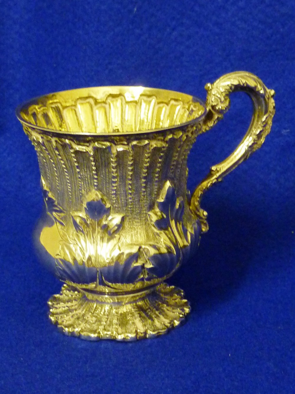 A fine and heavy early 19th Century hallmarked silver Christening Tankard of campana form, the