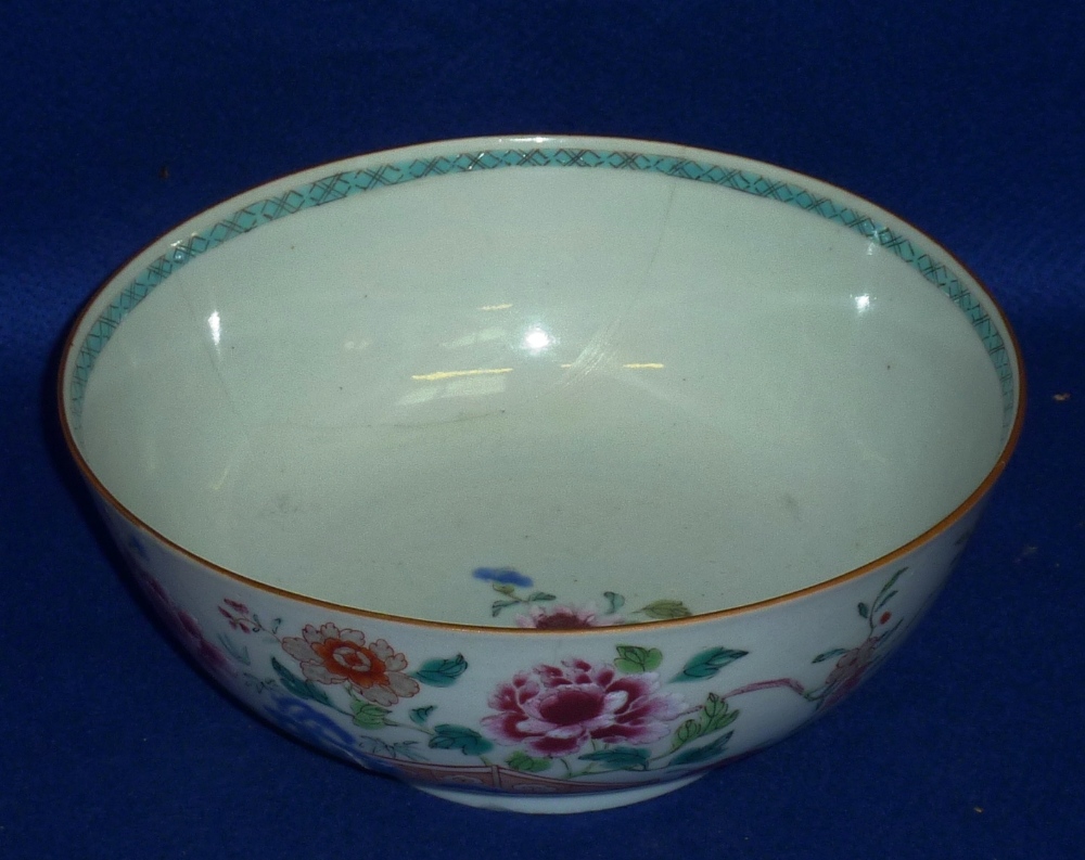 A late 18th Century Chinese porcelain Bowl hand decorated in the Famille Rose palette (damage)